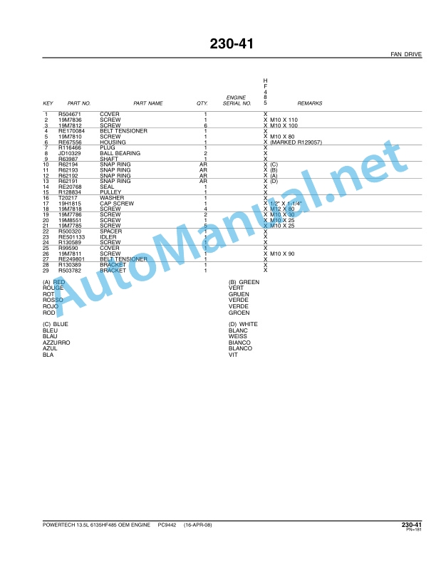 John Deere POWERTECH 13.5L 6135HF485 OEM ENGINE Parts Catalog PC9442 Apr-08 3 John Deere POWERTECH 13.5L 6135HF485 OEM ENGINE Parts Catalog PC9442 Apr-08 - Image 3
