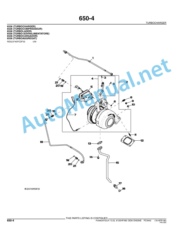John Deere POWERTECH 13.5L 6135HF485 OEM ENGINE Parts Catalog PC9442 Apr-08 5 John Deere POWERTECH 13.5L 6135HF485 OEM ENGINE Parts Catalog PC9442 Apr-08 - Image 5