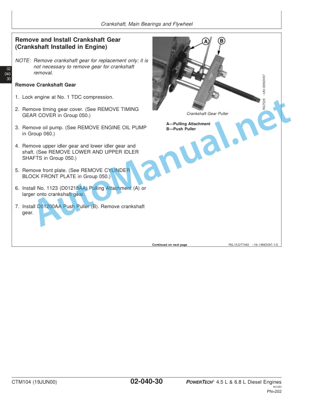 John Deere POWERTECH 4.5 and 6.8 L Diesel Engines Base Engine Component Technical Manual CTM104 19 Jun 2000 3 John Deere POWERTECH 4.5 and 6.8 L Diesel Engines Base Engine Component Technical Manual CTM104 19 Jun 2000 - Image 3