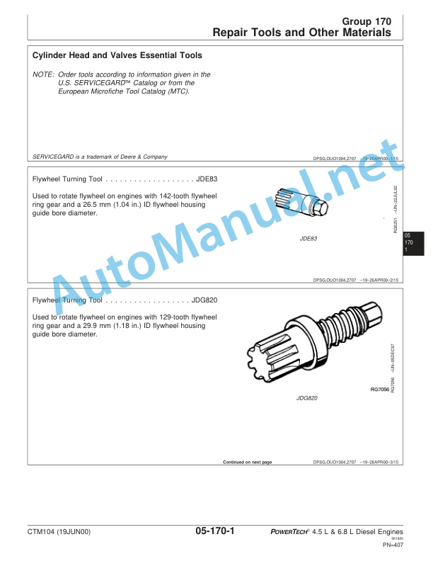 John Deere POWERTECH 4.5 and 6.8 L Diesel Engines Base Engine Component Technical Manual CTM104 19 Jun 2000 5 John Deere POWERTECH 4.5 and 6.8 L Diesel Engines Base Engine Component Technical Manual CTM104 19 Jun 2000 - Image 5
