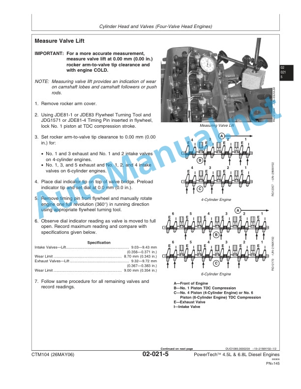John Deere PowerTech 4.5L and 6.8L Diesel Engines Base Engine Component Technical Manual CTM104 26MAY06 2 John Deere PowerTech 4.5L and 6.8L Diesel Engines Base Engine Component Technical Manual CTM104 26MAY06-2