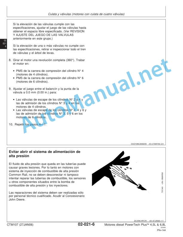 Alternative view of John Deere PowerTech 4.5L and 6.8L, PowerTech Plus 4.5L and 6.8L Motor base Component Technical Manual CTM107 27 Jan 06 Spanish
