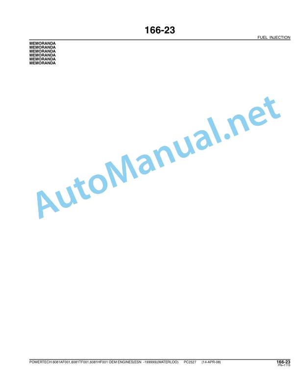 John Deere POWERTECH 6081AF001, 6081HF001, 6081TF001 OEM ENGINES Parts Catalog PC2527 Apr-08 3 John Deere POWERTECH 6081AF001, 6081HF001, 6081TF001 OEM ENGINES Parts Catalog PC2527 Apr-08 - Image 3