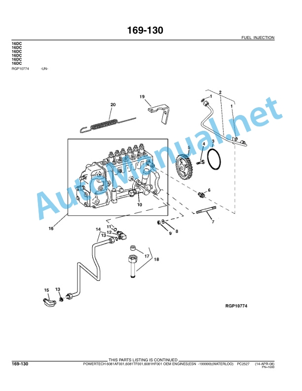 John Deere POWERTECH 6081AF001, 6081HF001, 6081TF001 OEM ENGINES Parts Catalog PC2527 Apr-08 4 John Deere POWERTECH 6081AF001, 6081HF001, 6081TF001 OEM ENGINES Parts Catalog PC2527 Apr-08 - Image 4