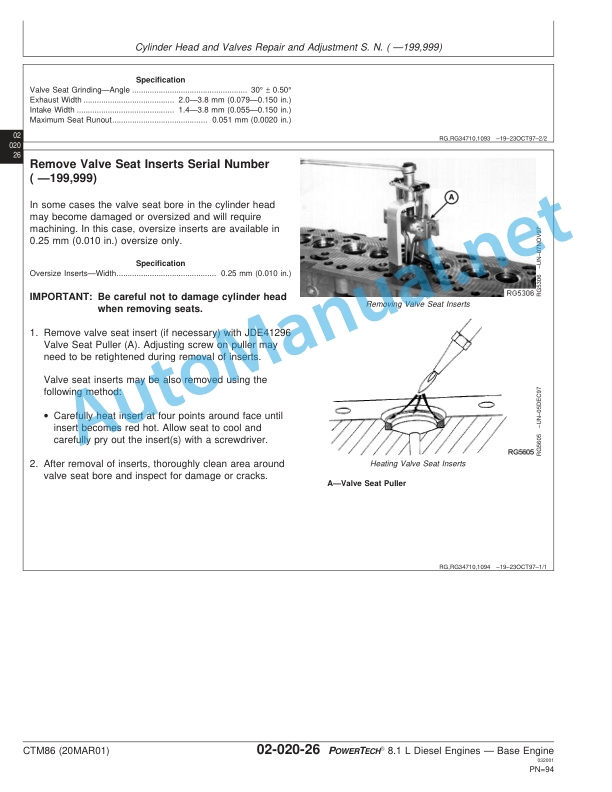 Alternative view of John Deere POWERTECH 8.1 L Diesel Engines Base Engine Component Technical Manual CTM86 20MAR01