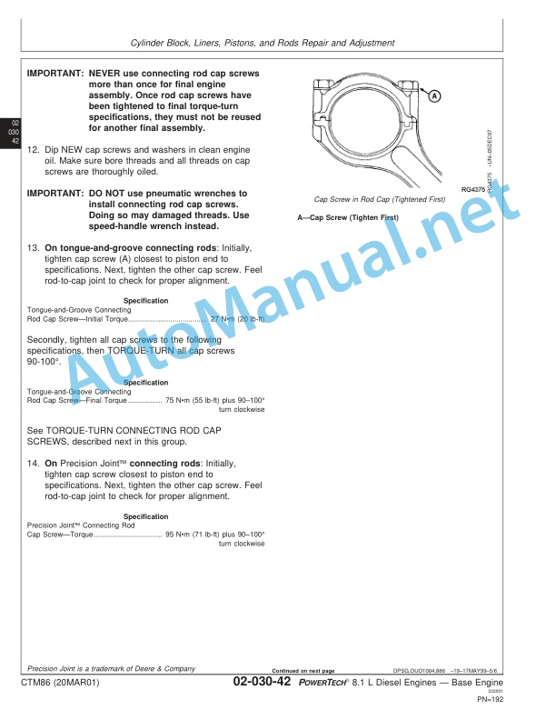 John Deere POWERTECH 8.1 L Diesel Engines Base Engine Component Technical Manual CTM86 20MAR01 3 John Deere POWERTECH 8.1 L Diesel Engines Base Engine Component Technical Manual CTM86 20MAR01 - Image 3