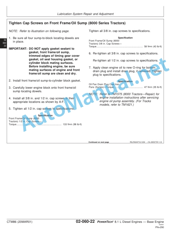 John Deere POWERTECH 8.1 L Diesel Engines Base Engine Component Technical Manual CTM86 20MAR01 4 John Deere POWERTECH 8.1 L Diesel Engines Base Engine Component Technical Manual CTM86 20MAR01 - Image 4