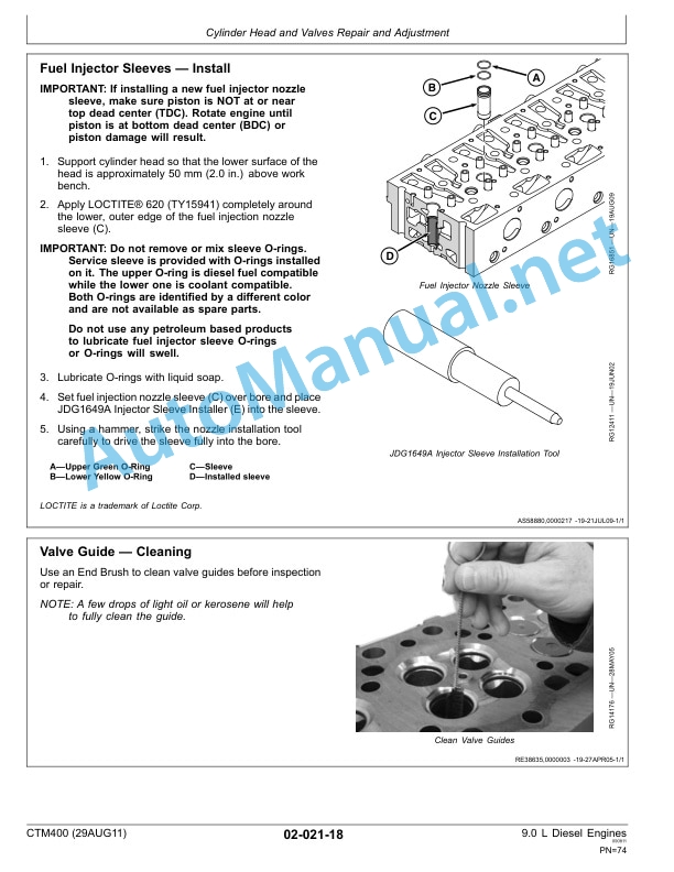 Alternative view of John Deere PowerTech 9.0 L OEM Diesel Engines Base Engine Repair Component Technical Manual CTM400 29AUG11