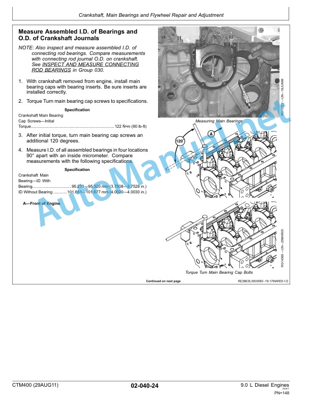 John Deere PowerTech 9.0 L OEM Diesel Engines Base Engine Repair Component Technical Manual CTM400 29AUG11 3 John Deere PowerTech 9.0 L OEM Diesel Engines Base Engine Repair Component Technical Manual CTM400 29AUG11 - Image 3