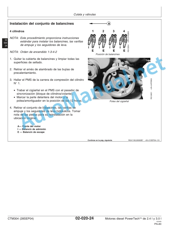 John Deere POWERTECH Diesel Engines 2.4L and 3.0L Component Technical Manual CTM304 28SEP04 Spanish 2 John Deere POWERTECH Diesel Engines 2.4L and 3.0L Component Technical Manual CTM304 28SEP04 Spanish-2