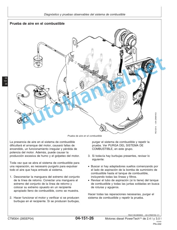John Deere POWERTECH Diesel Engines 2.4L and 3.0L Component Technical Manual CTM304 28SEP04 Spanish 5 John Deere POWERTECH Diesel Engines 2.4L and 3.0L Component Technical Manual CTM304 28SEP04 Spanish-5