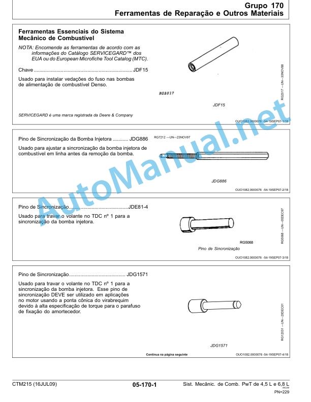 John Deere PowerTech Diesel Engines 4.5 L and 6.8 L Mechanical Fuel Systems Component Technical Manual CTM215 16-JUL-09 Portuguese 5 John Deere PowerTech Diesel Engines 4.5 L and 6.8 L Mechanical Fuel Systems Component Technical Manual CTM215 16-JUL-09 Portuguese - Image 5