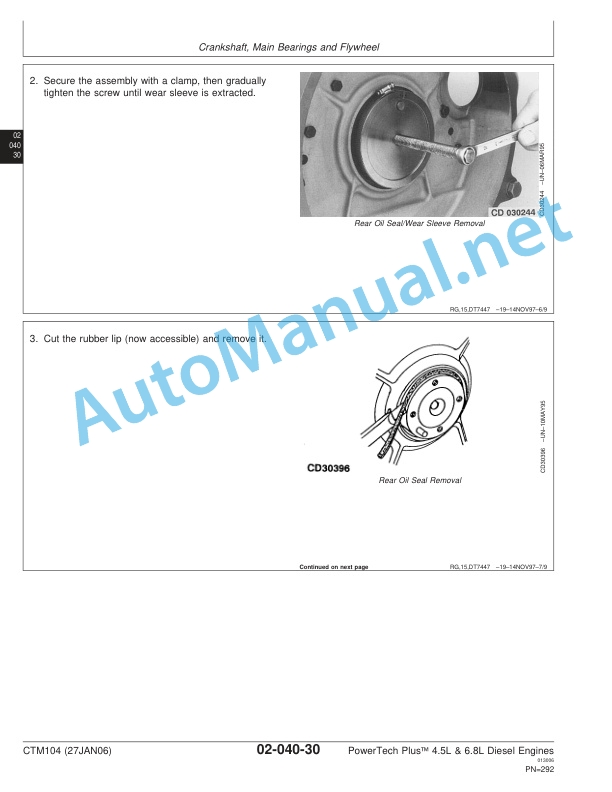 John Deere PowerTech Plus 4.5L and 6.8L Diesel Engines—Base Engine Component Technical Manual CTM104 27JAN06