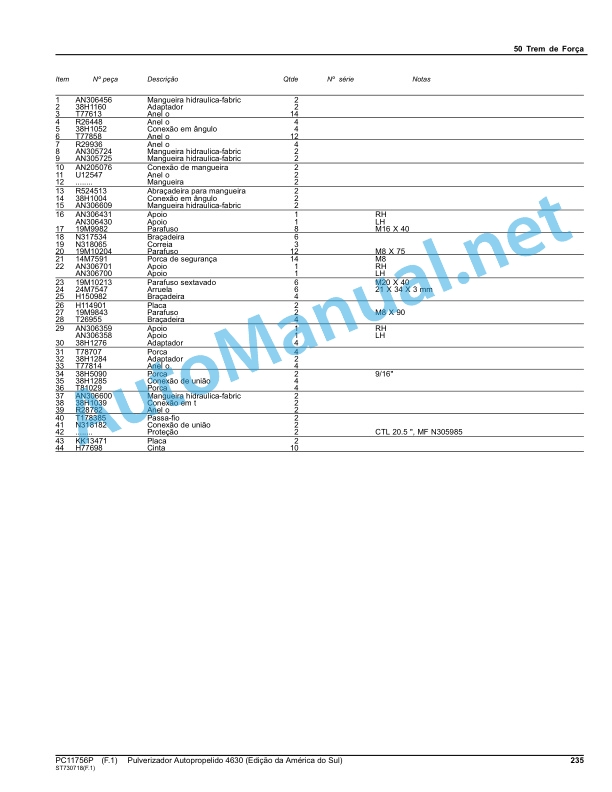 John Deere Pulverizador Autopropelido 4630 (South America Edition) Parts Catalog PC11756P August 2014 Portuguese 3 John Deere Pulverizador Autopropelido 4630 (South America Edition) Parts Catalog PC11756P August 2014 Portuguese - Image 3