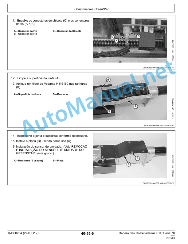 Alternative view of John Deere Repair of Harvesters 9470 STS, 9570 STS, 9670 STS and 9770 STS Technical Manual TM800254 27AUG12 Portuguese