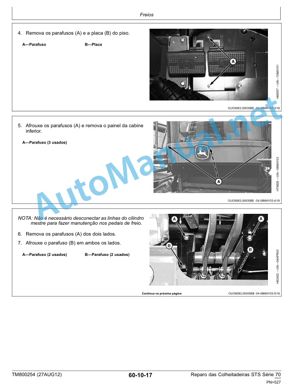 John Deere Repair of Harvesters 9470 STS, 9570 STS, 9670 STS and 9770 STS Technical Manual TM800254 27AUG12 Portuguese 3 John Deere Repair of Harvesters 9470 STS, 9570 STS, 9670 STS and 9770 STS Technical Manual TM800254 27AUG12 Portuguese - Image 3