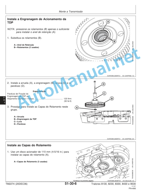 John Deere Repair of Tractors 8130, 8230, 8330, 8430 and 8530 Technical Manual TM2274 December 20th, 2006 Portuguese 3 John Deere Repair of Tractors 8130, 8230, 8330, 8430 and 8530 Technical Manual TM2274 December 20th, 2006 Portuguese - Image 3