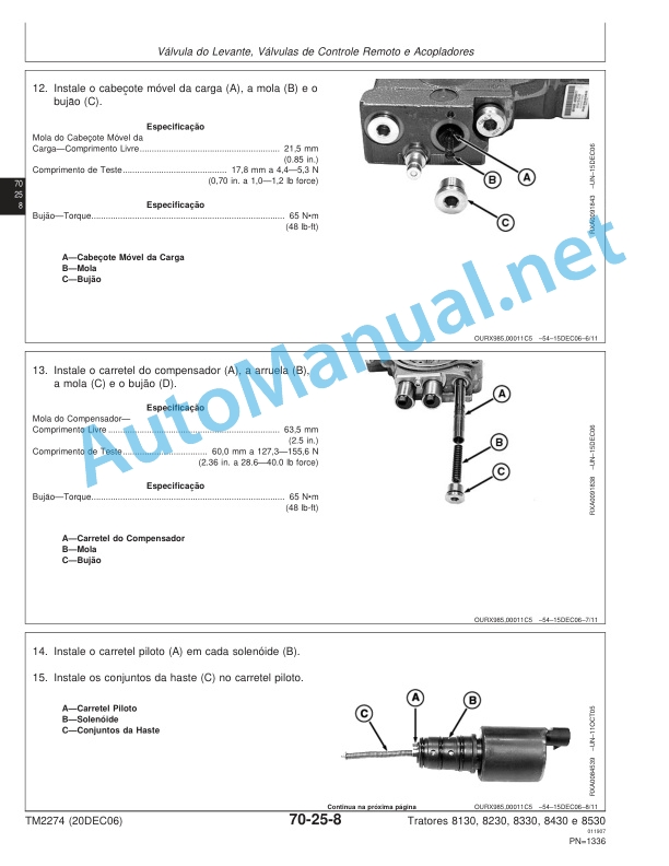 John Deere Repair of Tractors 8130, 8230, 8330, 8430 and 8530 Technical Manual TM2274 December 20th, 2006 Portuguese 5 John Deere Repair of Tractors 8130, 8230, 8330, 8430 and 8530 Technical Manual TM2274 December 20th, 2006 Portuguese - Image 5
