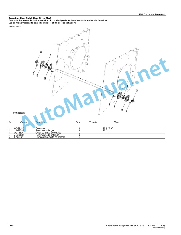 John Deere S540 STS Self-Propelled Harvester Parts Catalog PC12064P May 2014 Portuguese 5 John Deere S540 STS Self-Propelled Harvester Parts Catalog PC12064P May 2014 Portuguese - Image 5