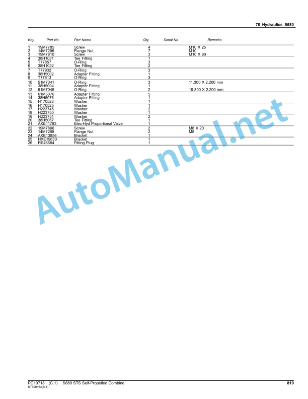 John Deere S680 STS Self-Propelled Combine Parts Catalog PC10718 Sep-12 3 John Deere S680 STS Self-Propelled Combine Parts Catalog PC10718 Sep-12 - Image 3