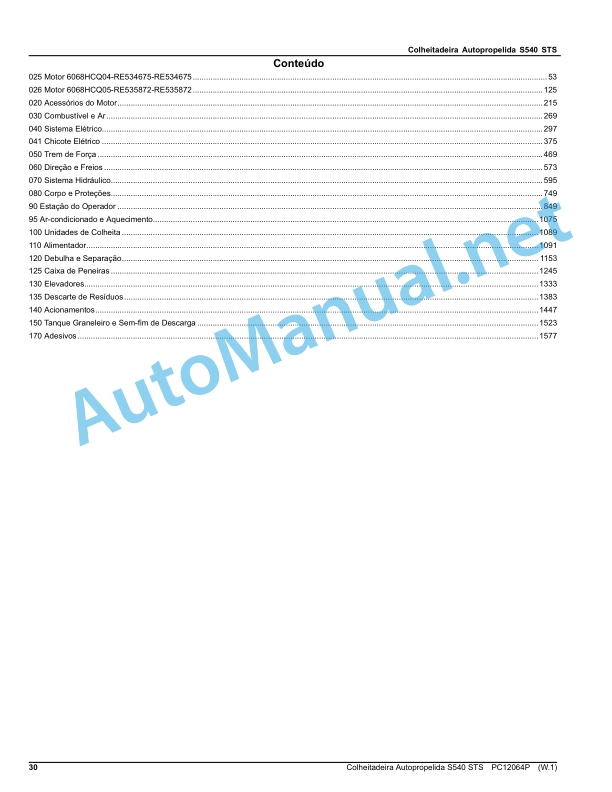 John Deere Self-Propelled Combine S540 STS Parts Catalog PC12064P Feb 2016 Portuguese 4 John Deere Self-Propelled Combine S540 STS Parts Catalog PC12064P Feb 2016 Portuguese - Image 4