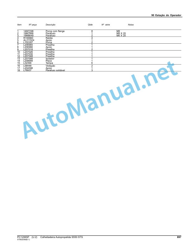 John Deere Self-Propelled Combine S550 STS Parts Catalog PC12065P May 2016 Portuguese 4 John Deere Self-Propelled Combine S550 STS Parts Catalog PC12065P May 2016 Portuguese - Image 4