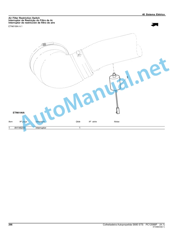John Deere Self-Propelled Combine S680 STS Parts Catalog PC12068P September 2014 Portuguese 2 John Deere Self-Propelled Combine S680 STS Parts Catalog PC12068P September 2014 Portuguese-2