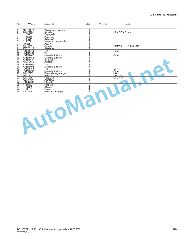 John Deere Self-Propelled Harvester S670 STS Parts Catalog PC12067P January 2014 Portuguese 5 John Deere Self-Propelled Harvester S670 STS Parts Catalog PC12067P January 2014 Portuguese - Image 5