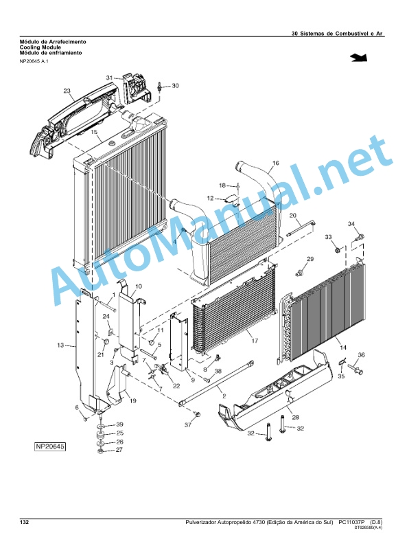 Alternative view of John Deere Self-propelled sprayer 4730 (Edicao da America do Sul) Parts Catalog PC11037P August 2013 Portuguese