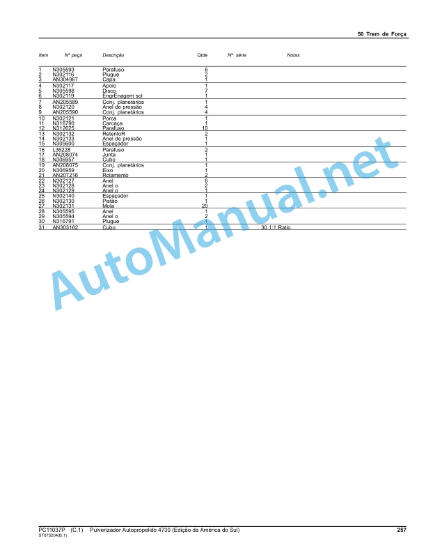 John Deere Self-propelled Sprayer 4730 Parts Catalog PC11037P March 2013 Portuguese 3 John Deere Self-propelled Sprayer 4730 Parts Catalog PC11037P March 2013 Portuguese - Image 3