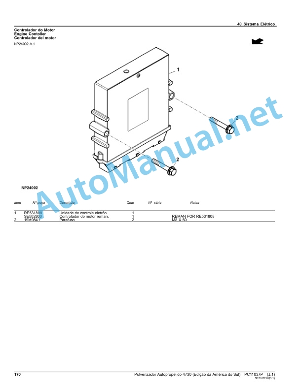 John Deere Self-Propelled Sprayer 4730 (South American Edition) Parts Catalog PC11037P May 2016 Portuguese 2 John Deere Self-Propelled Sprayer 4730 (South American Edition) Parts Catalog PC11037P May 2016 Portuguese - Image 2