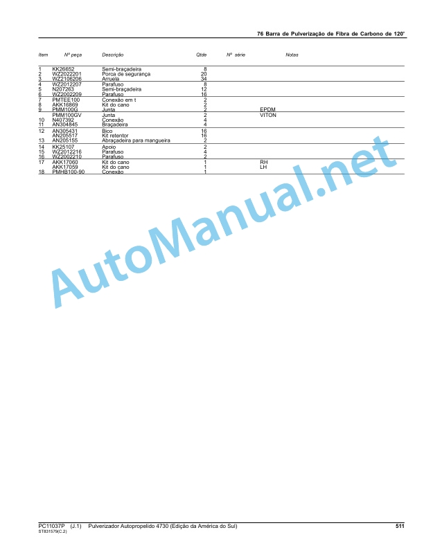 John Deere Self-Propelled Sprayer 4730 (South American Edition) Parts Catalog PC11037P May 2016 Portuguese 4 John Deere Self-Propelled Sprayer 4730 (South American Edition) Parts Catalog PC11037P May 2016 Portuguese - Image 4
