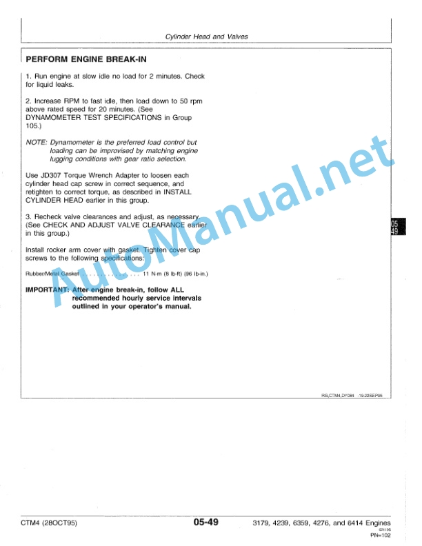 Alternative view of John Deere Series 300 3179, 4239, 6359, 4276, and 6414 Diesel Engines Component Technical Manual CTM4 (28OCT95) October 28, 1995