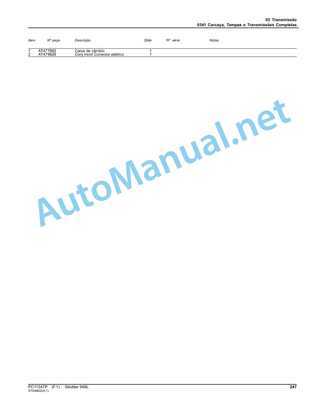John Deere Skidder 948L Parts Catalog PC11347P Portuguese 2 John Deere Skidder 948L Parts Catalog PC11347P Portuguese-2