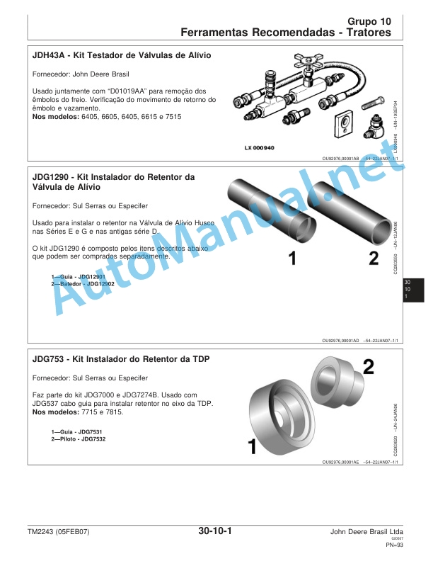 John Deere Special Tools Technical Manual TM2243 05FEB07 Portuguese 3 John Deere Special Tools Technical Manual TM2243 05FEB07 Portuguese - Image 3