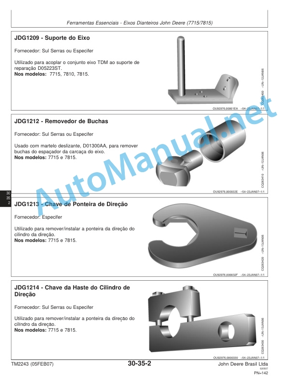 John Deere Special Tools Technical Manual TM2243 05FEB07 Portuguese 4 John Deere Special Tools Technical Manual TM2243 05FEB07 Portuguese - Image 4