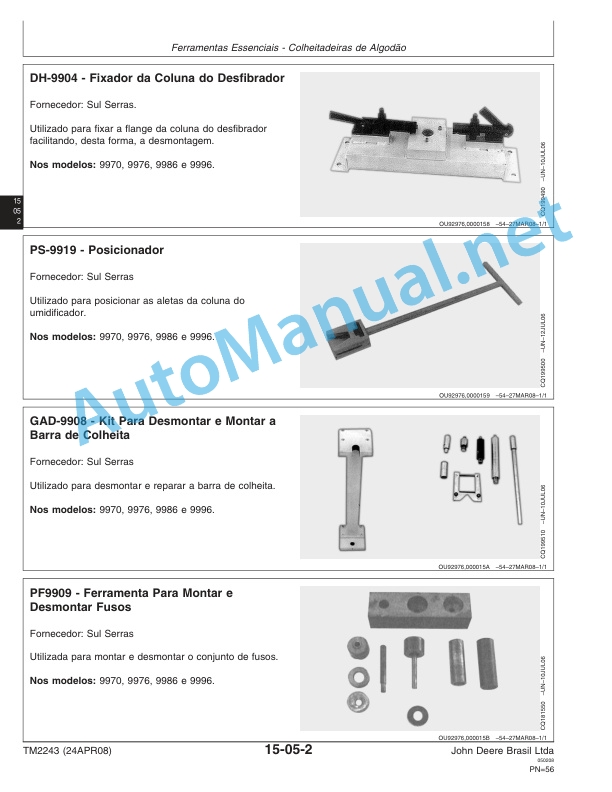 Alternative view of John Deere Special Tools Technical Manual TM2243 24APR08 Portuguese