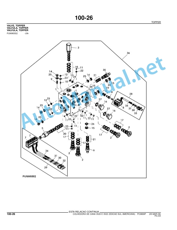 John Deere SUGAR CANE HARVESTER 3520,3522 Parts Catalog PC9808P 05-Mar-09 Portuguese 4 John Deere SUGAR CANE HARVESTER 3520,3522 Parts Catalog PC9808P 05-Mar-09 Portuguese - Image 4
