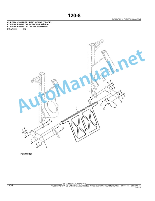 John Deere SUGAR CANE HARVESTER 3520,3522 Parts Catalog PC9808S May-11 Spanish 5 John Deere SUGAR CANE HARVESTER 3520,3522 Parts Catalog PC9808S May-11 Spanish - Image 5