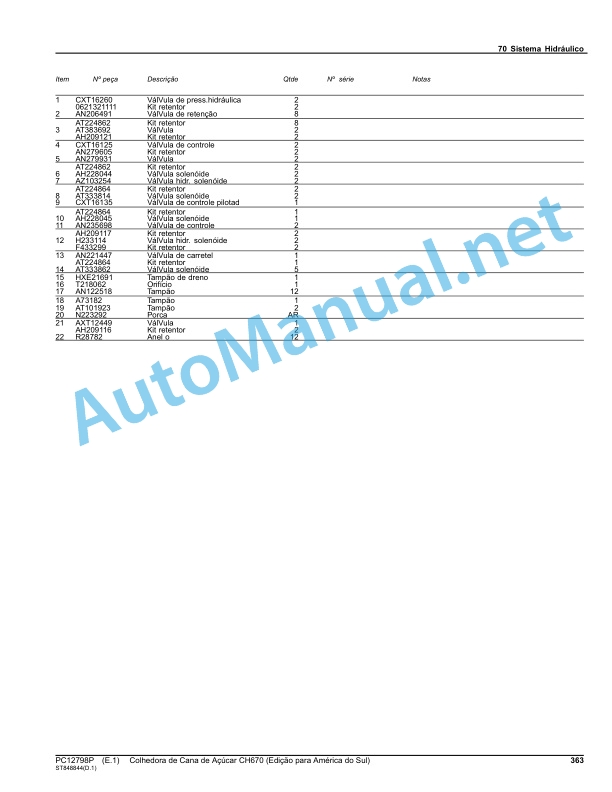 John Deere Sugar Cane Harvester CH670 (South America Edition) Parts Catalog PC12798P Feb-16 Portuguese 3 John Deere Sugar Cane Harvester CH670 (South America Edition) Parts Catalog PC12798P Feb-16 Portuguese - Image 3