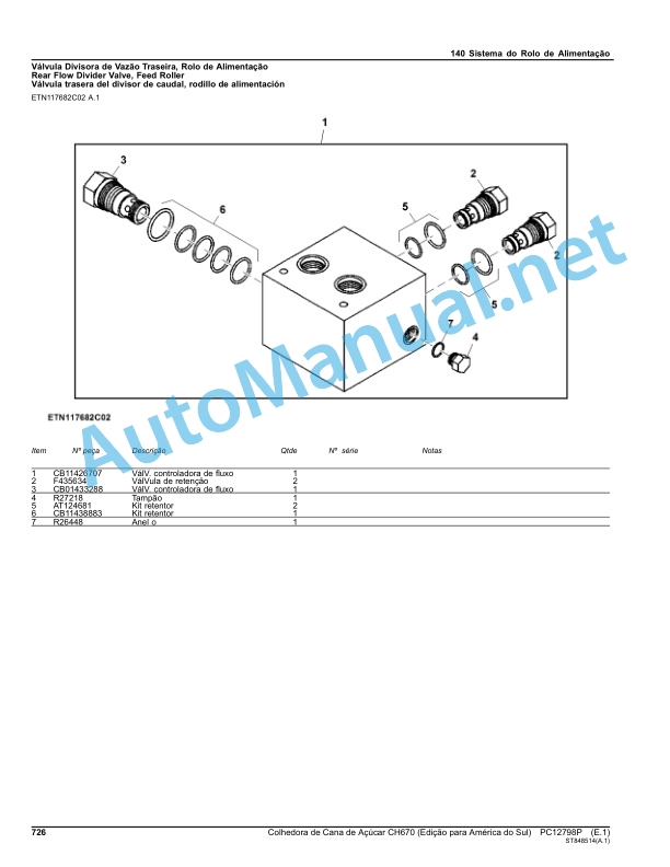 John Deere Sugar Cane Harvester CH670 (South America Edition) Parts Catalog PC12798P Feb-16 Portuguese 5 John Deere Sugar Cane Harvester CH670 (South America Edition) Parts Catalog PC12798P Feb-16 Portuguese - Image 5