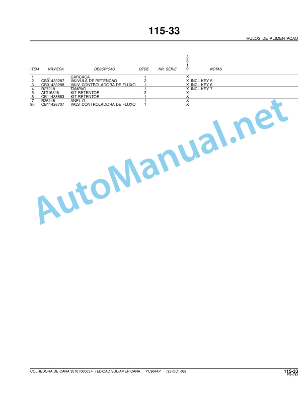 John Deere Sugarcane Harvester 3510 Parts Catalog PC9644P 23-AUG-08 Portuguese 5 John Deere Sugarcane Harvester 3510 Parts Catalog PC9644P 23-AUG-08 Portuguese - Image 5