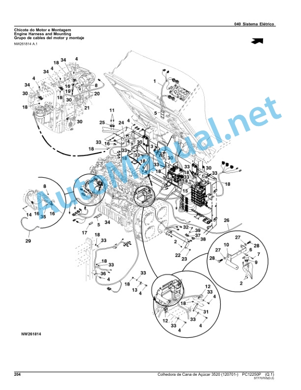 Alternative view of John Deere Sugarcane Harvester 3520 Parts Catalog PC12250P February 2016 Portuguese