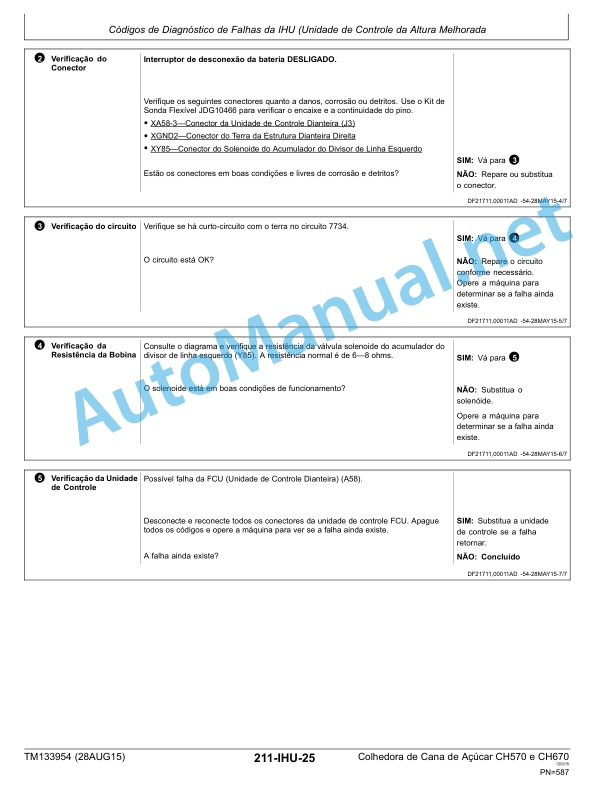 Alternative view of John Deere Sugarcane Harvester CH570 and CH670 Technical Manual TM133954 28AUG15 Portuguese