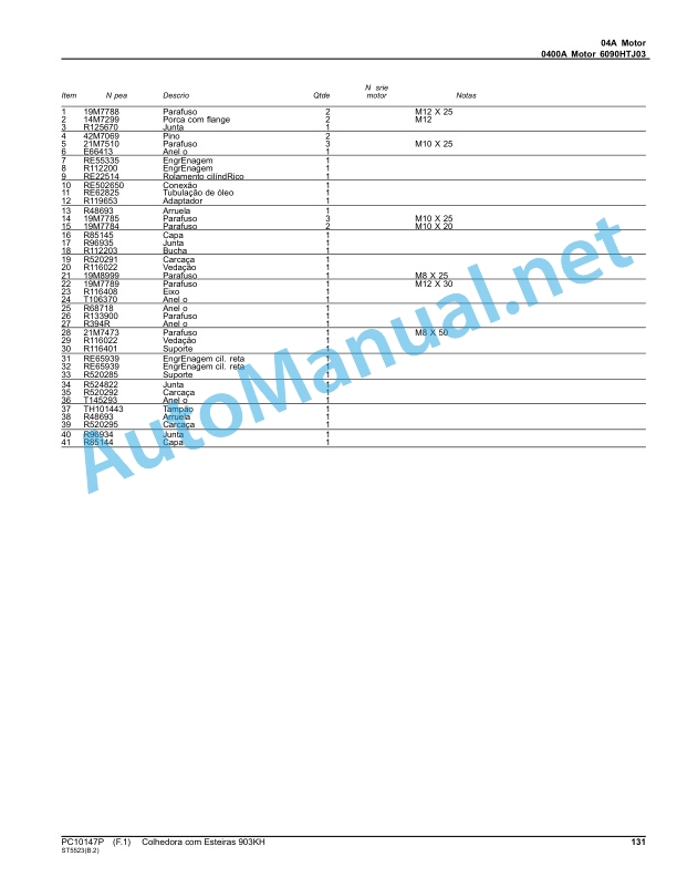 Alternative view of John Deere Tracked Harvester 903KH Parts Catalog PC10147P Sep-12 Portuguese
