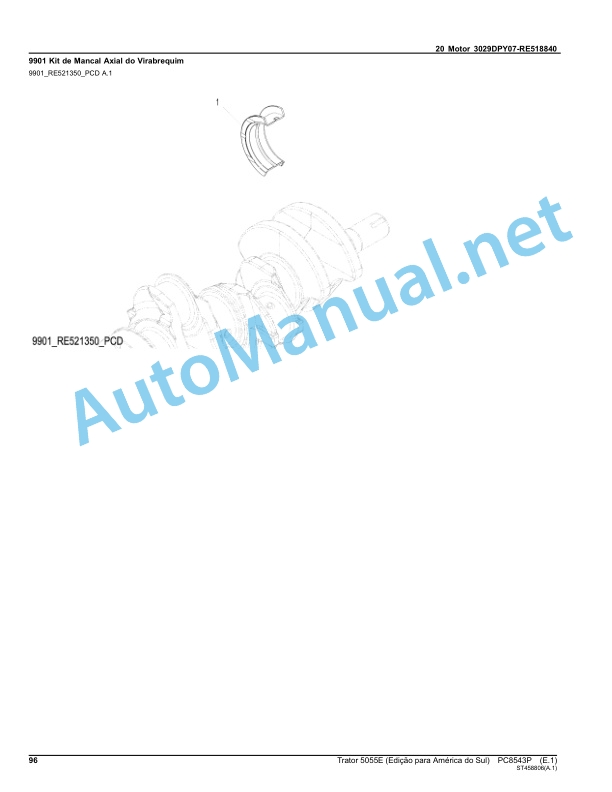 Alternative view of John Deere Tractor 5055E (South America Edition) Parts Catalog PC8543P Portuguese