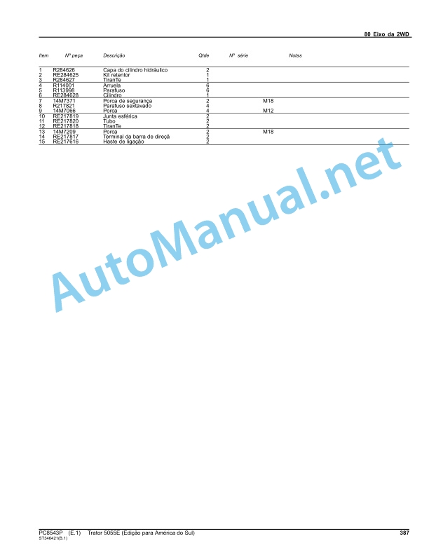 John Deere Tractor 5055E (South America Edition) Parts Catalog PC8543P Portuguese 5 John Deere Tractor 5055E (South America Edition) Parts Catalog PC8543P Portuguese - Image 5