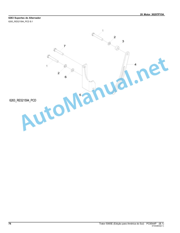Alternative view of John Deere Tractor 5065E (South America Edition) Parts Catalog PC8544P April 2014 Portuguese