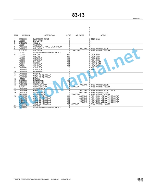 John Deere Tractor 5085E Parts Catalog PC8549P 13-JAN-11 Portuguese 5 John Deere Tractor 5085E Parts Catalog PC8549P 13-JAN-11 Portuguese - Image 5