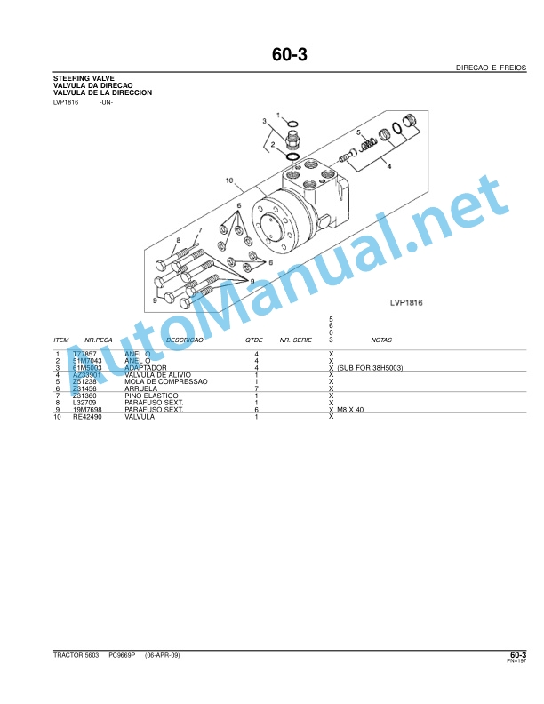 John Deere Tractor 5603 Parts Catalog PC9669P 06-APR-09 Portuguese 4 John Deere Tractor 5603 Parts Catalog PC9669P 06-APR-09 Portuguese - Image 4